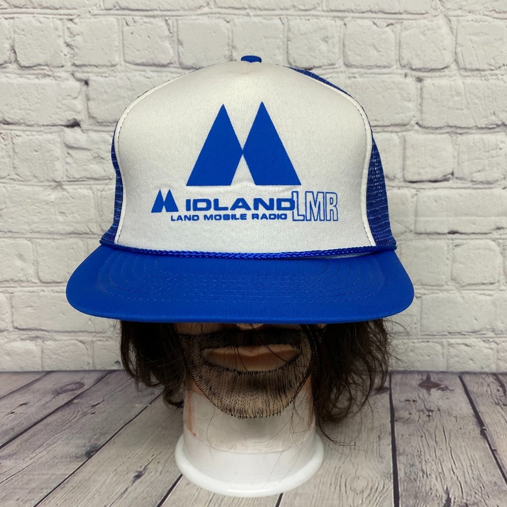 Vintage Trucker Hat Mesh Rope Cap Snapback LMR Midland Land Mobile Radio 80s